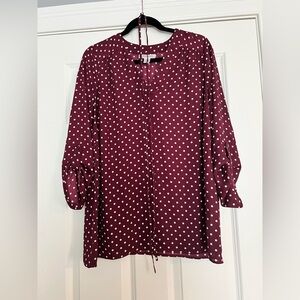 Motherhood Maternity Burgundy Polka Dot Blouse